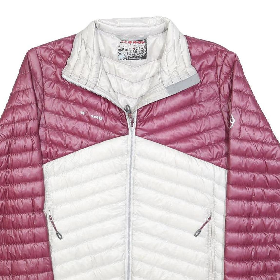 MAMMUT Mens Pink & White Quilted Jacket S Polyester Outdoor Zip Up Light Warm