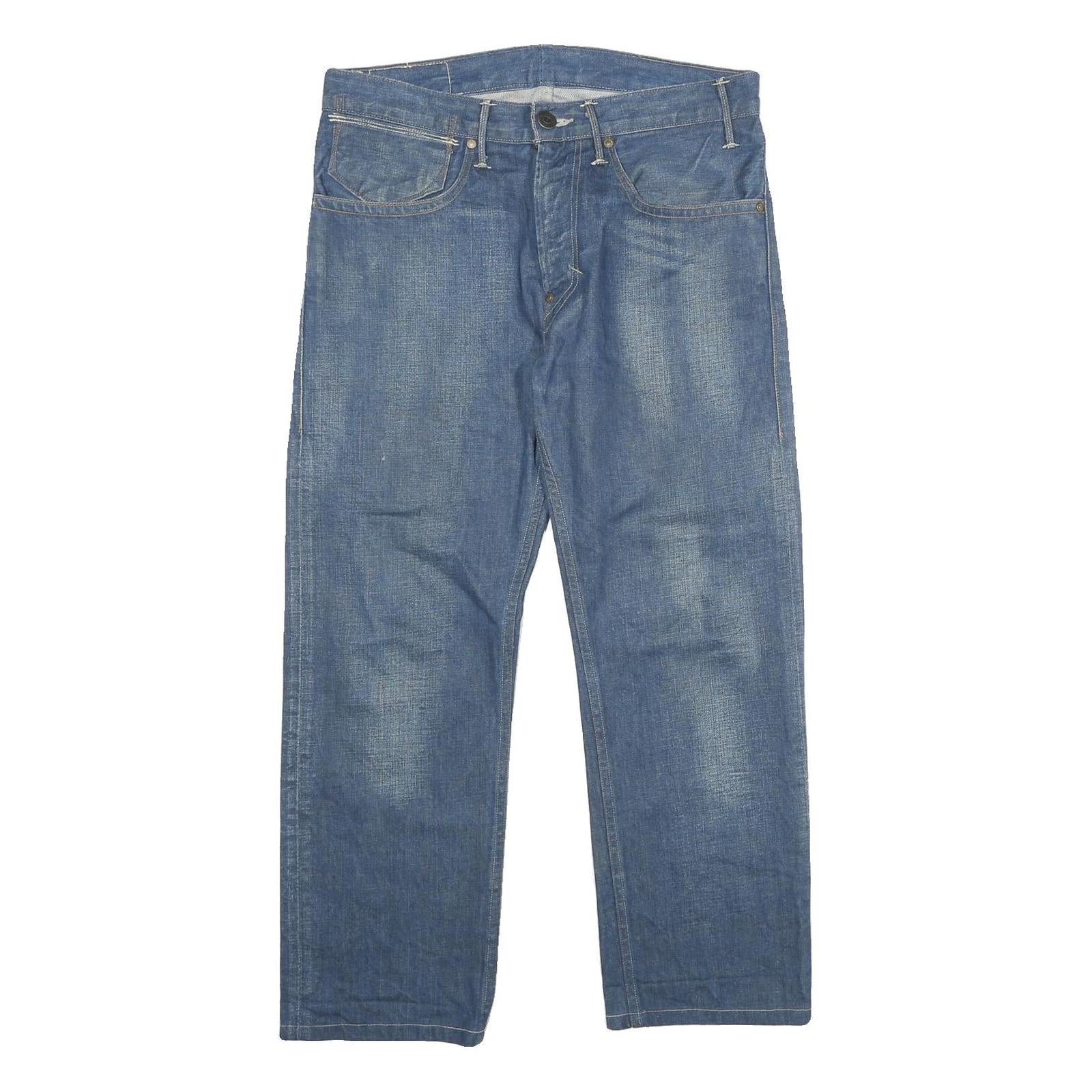 LEVI'S Mens Regular Blue Denim Classical Fit Cotton Jeans W34 L26 Zip Closure