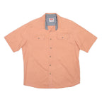 WRANGLER Mens Peach Plain Casual Shirt L Cotton Blend Short Sleeve Button Pocket