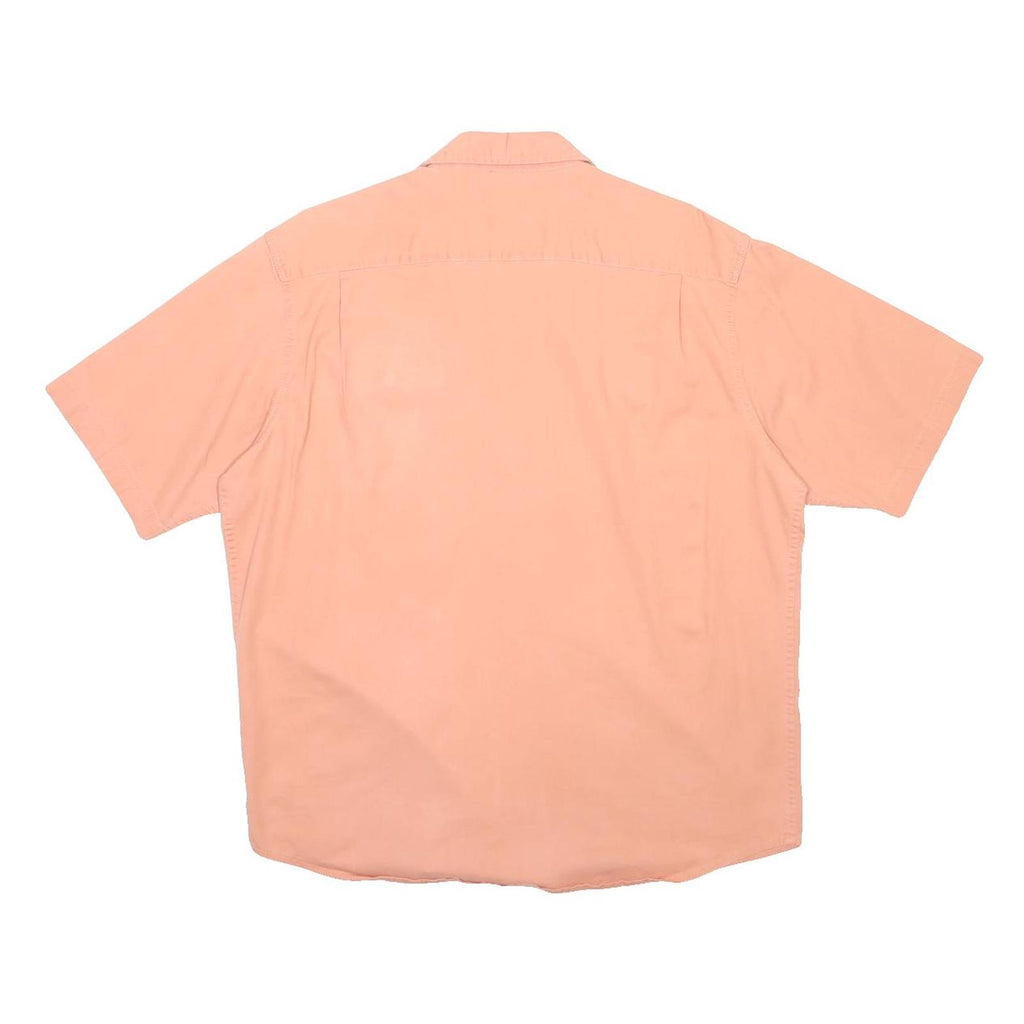 WRANGLER Mens Peach Plain Casual Shirt L Cotton Blend Short Sleeve Button Pocket