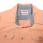 WRANGLER Mens Peach Plain Casual Shirt L Cotton Blend Short Sleeve Button Pocket