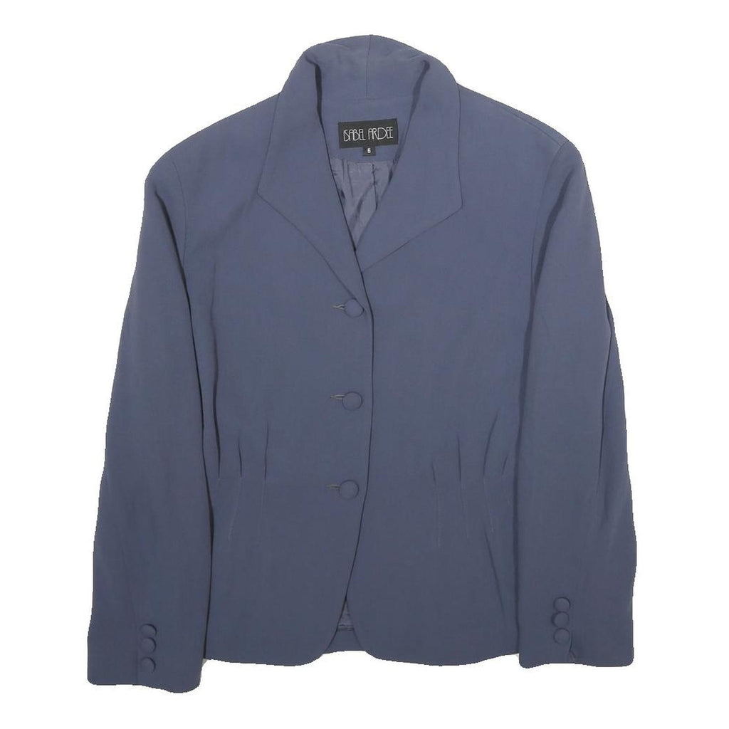 ISABEL ARDEE Womens Blue Button Jacket M Synthetic Classic Tailored