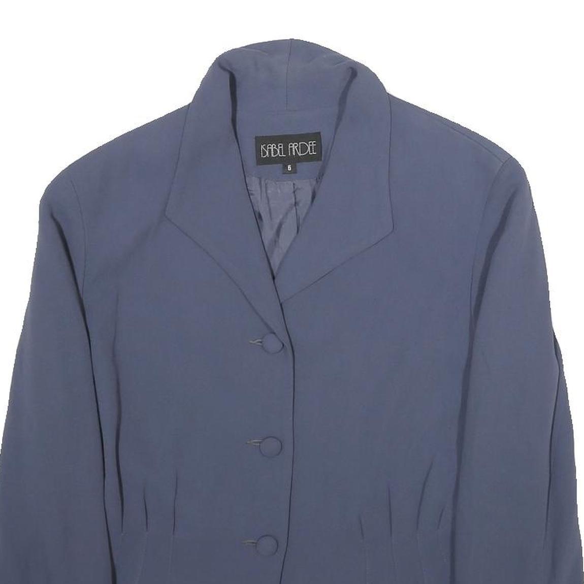 ISABEL ARDEE Womens Blue Button Jacket M Synthetic Classic Tailored