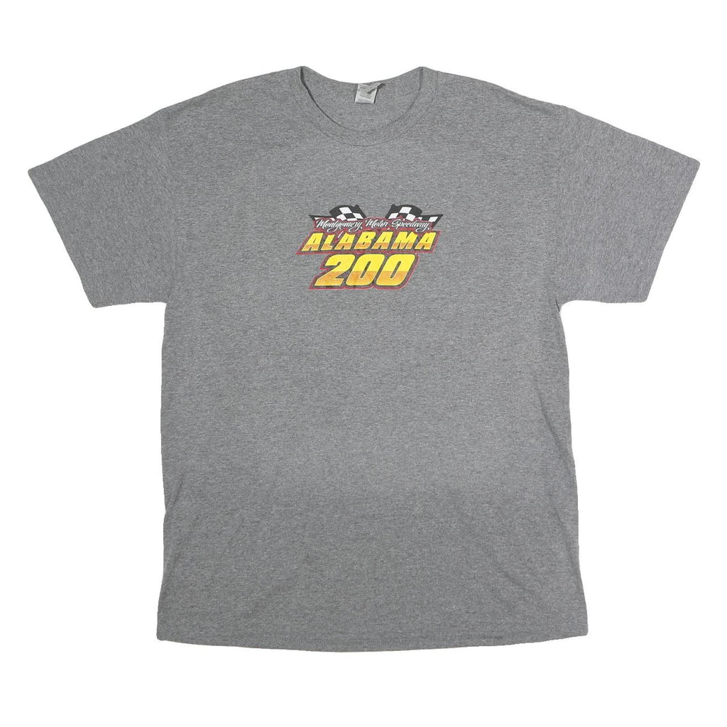GILDAN Mens Grey Alabama 200 Racing Graphic T-Shirt L Short Sleeve Crew Neck