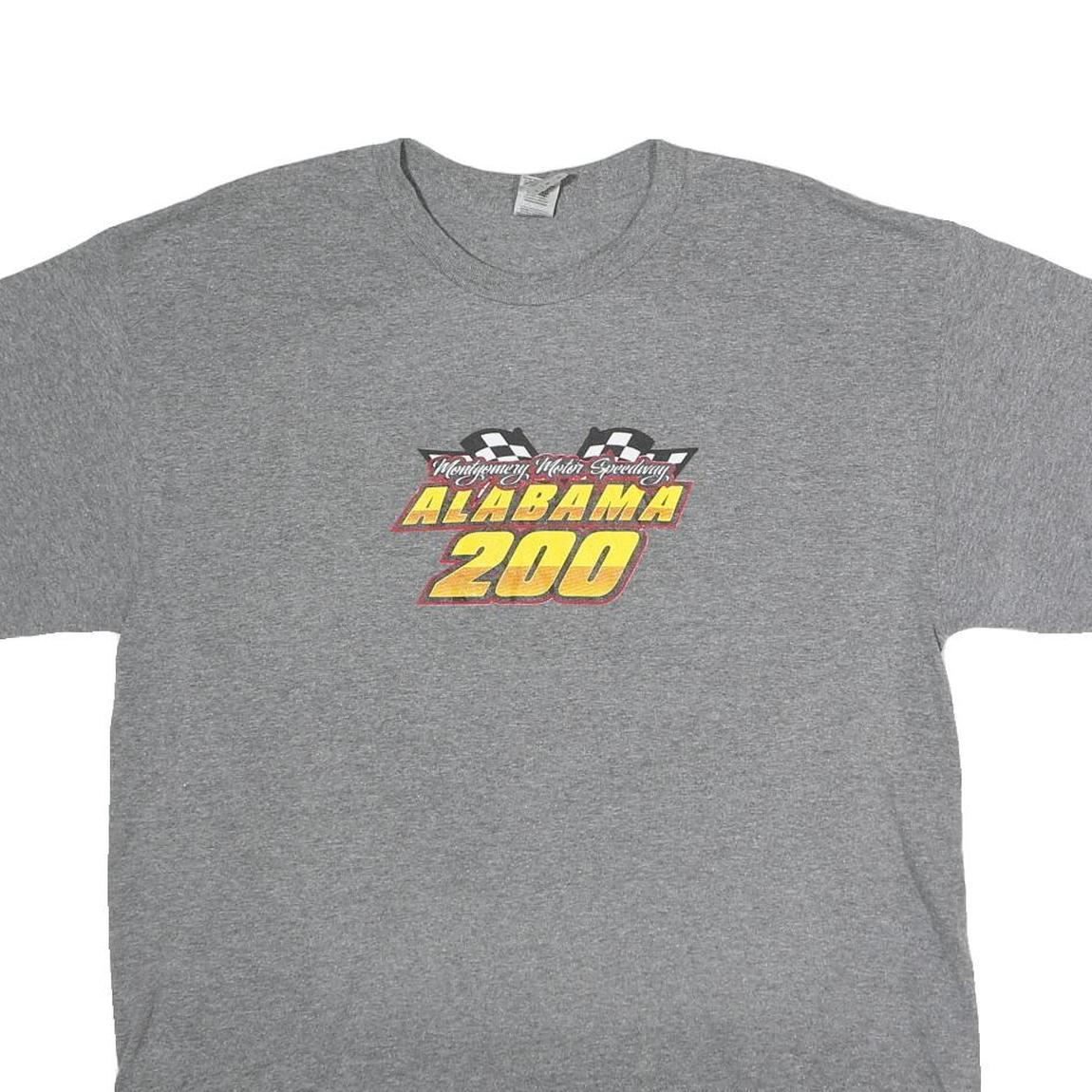GILDAN Mens Grey Alabama 200 Racing Graphic T-Shirt L Short Sleeve Crew Neck