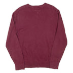 TOMMY HILFIGER Mens Patterned Jumper Maroon Argyle V-Neck Tight Knit L
