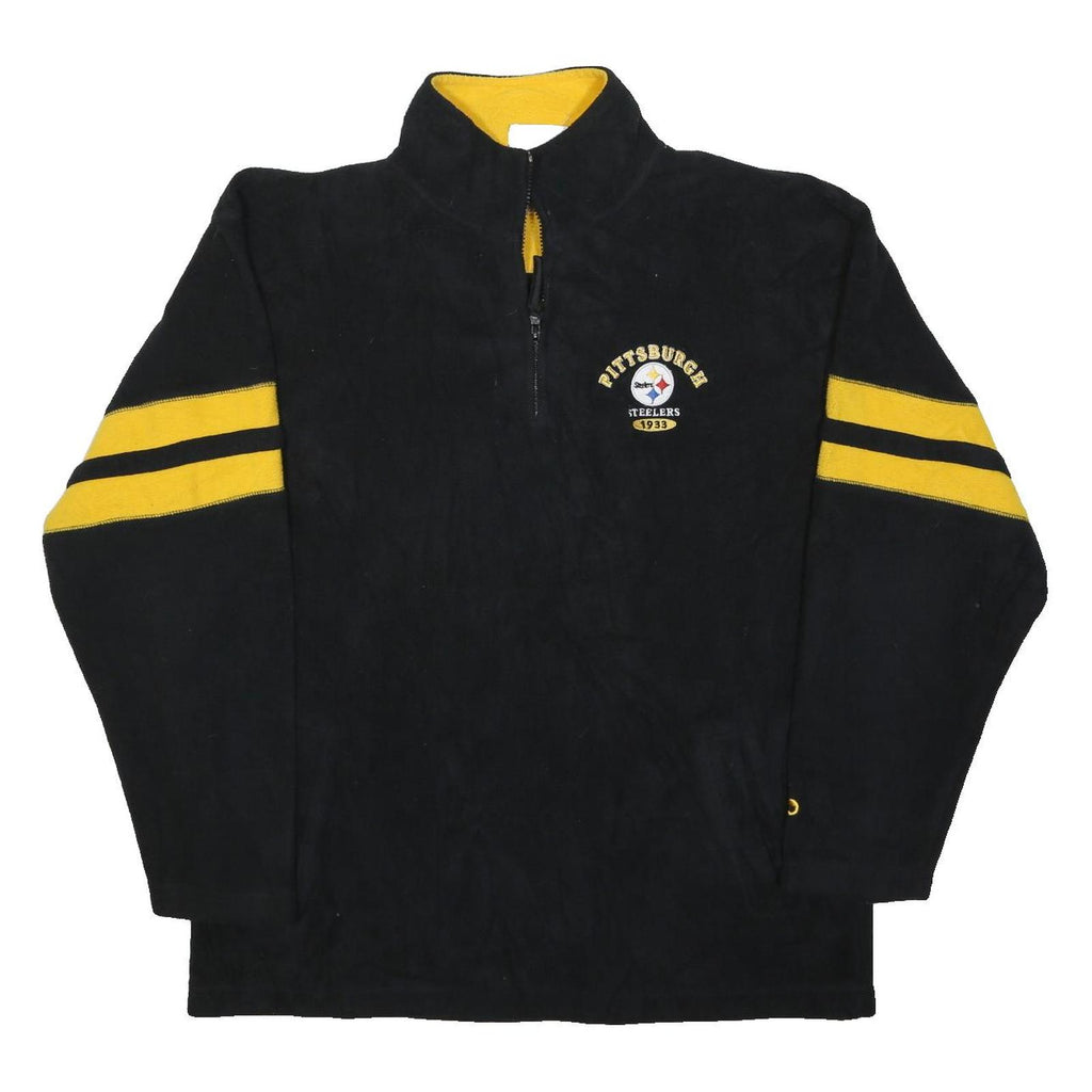 NFL Mens Black & Yellow Steelers Football Jacket L Polyester Zip Sportswear