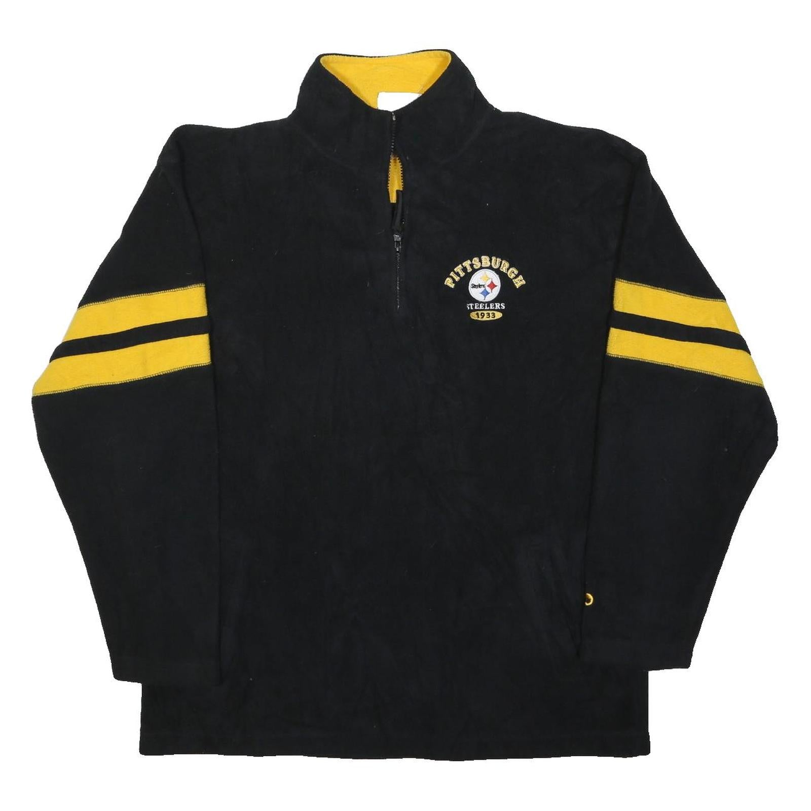 NFL Mens Black & Yellow Steelers Football Jacket L Polyester Zip Sportswear