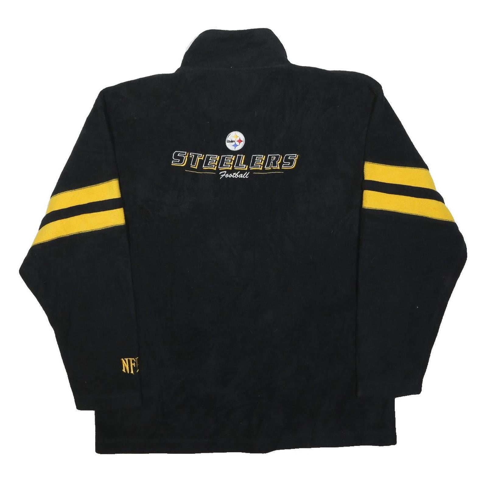 NFL Mens Black & Yellow Steelers Football Jacket L Polyester Zip Sportswear