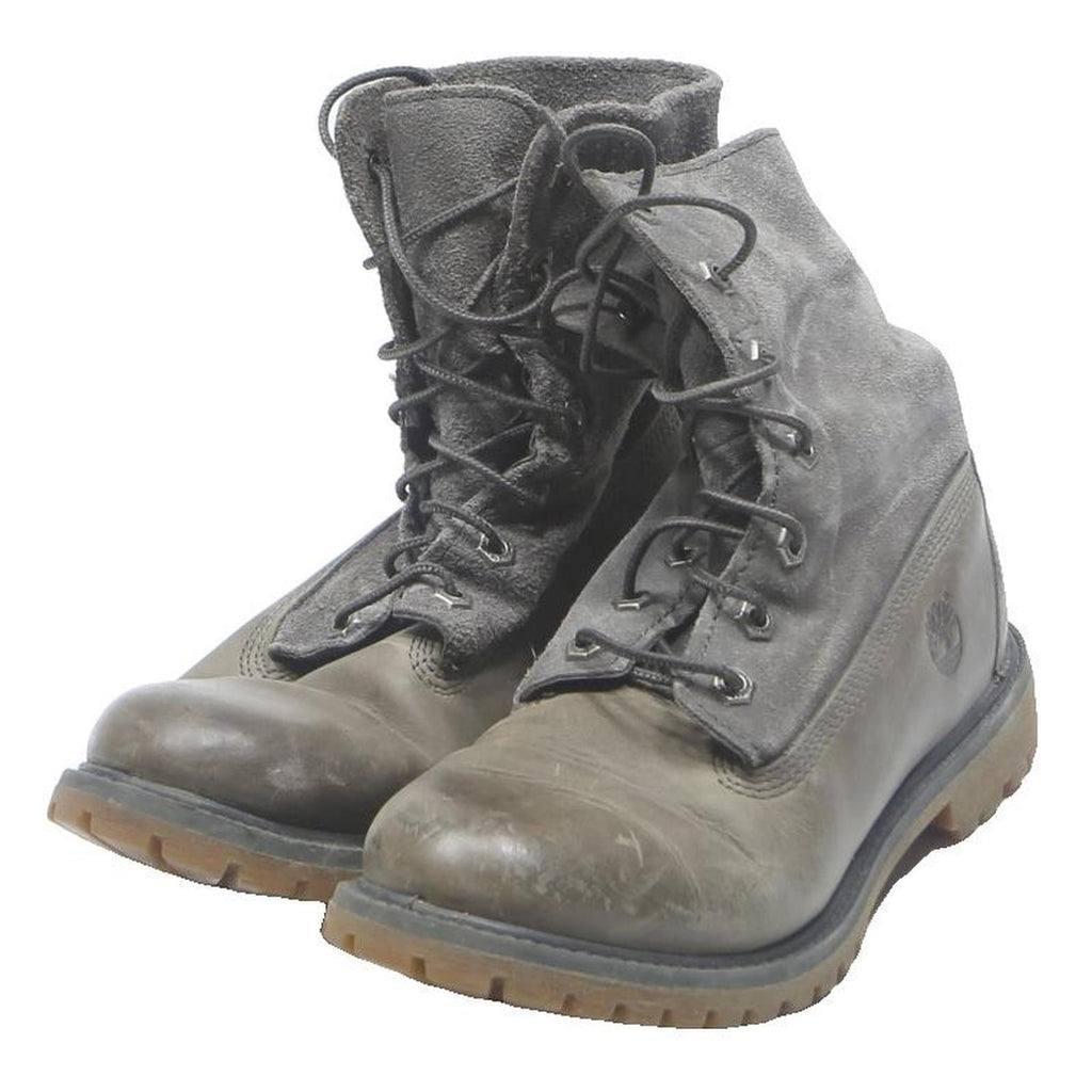 TIMBERLAND Womens Lace-Up Ankle Boots Grey Leather UK 5.5 Comfortable Durable