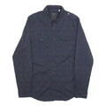 GUESS Mens Blue Patterned Shirt S Casual Cotton Long Sleeve Button