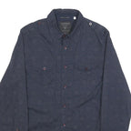 GUESS Mens Blue Patterned Shirt S Casual Cotton Long Sleeve Button