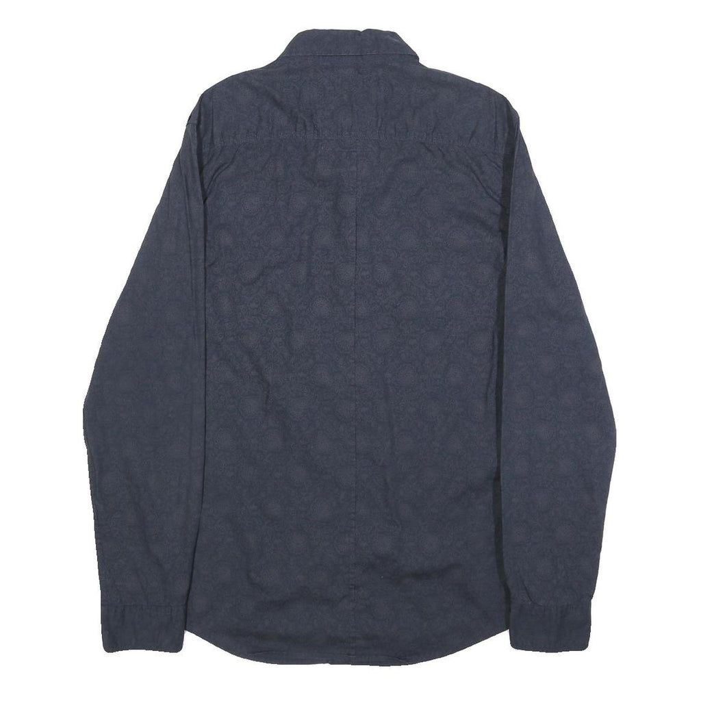 GUESS Mens Blue Patterned Shirt S Casual Cotton Long Sleeve Button