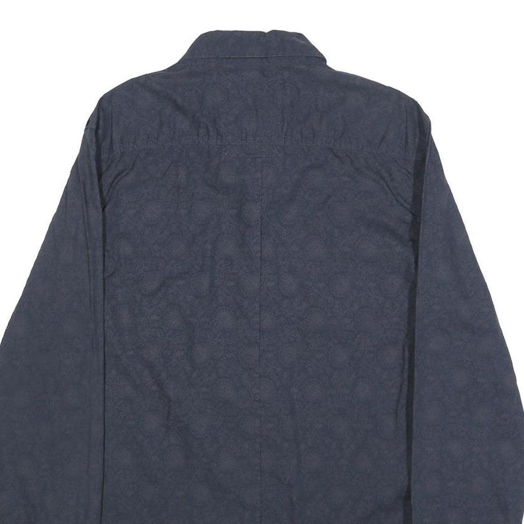 GUESS Mens Blue Patterned Shirt S Casual Cotton Long Sleeve Button