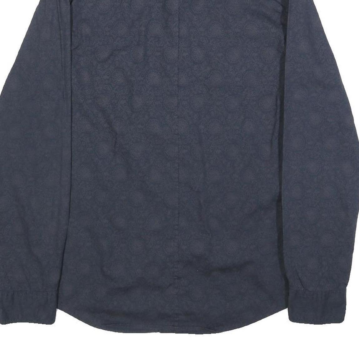 GUESS Mens Blue Patterned Shirt S Casual Cotton Long Sleeve Button