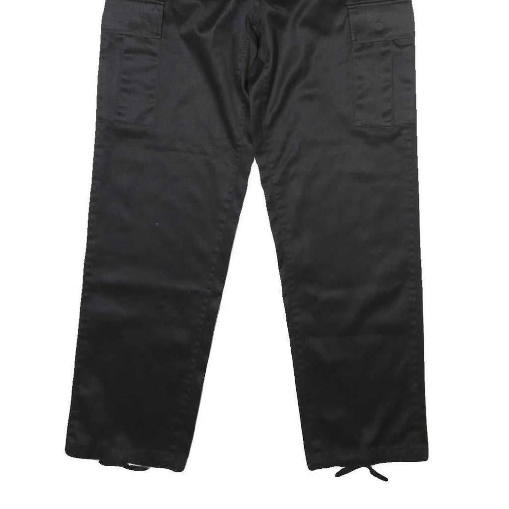 Black Mens Regular Fit Straight Leg Polyester Blend Trousers W30 L30 Cargo Style