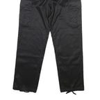 Black Mens Regular Fit Straight Leg Polyester Blend Trousers W30 L30 Cargo Style