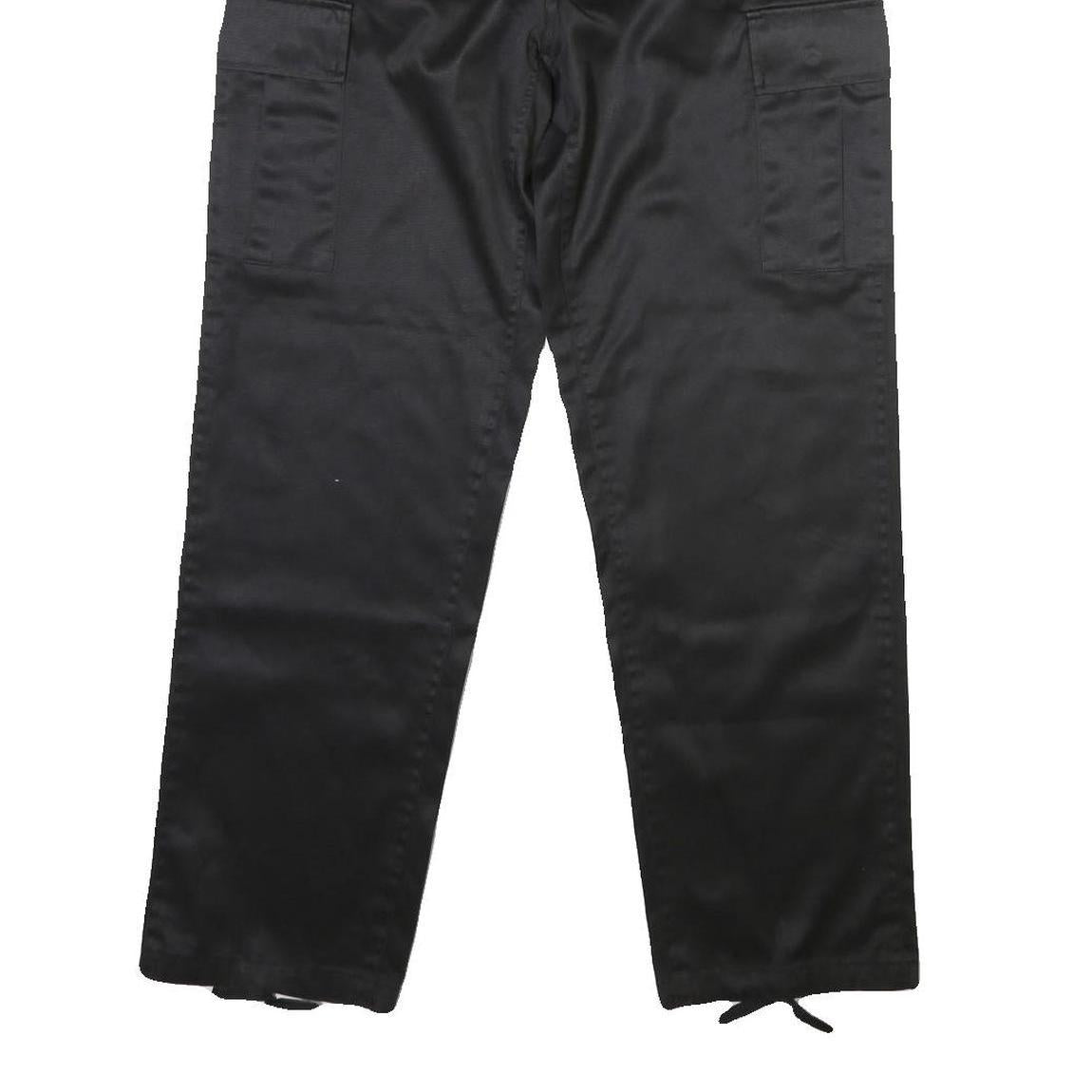 Black Mens Regular Fit Straight Leg Polyester Blend Trousers W30 L30 Cargo Style