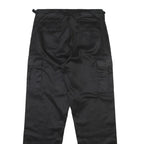Black Mens Regular Fit Straight Leg Polyester Blend Trousers W30 L30 Cargo Style