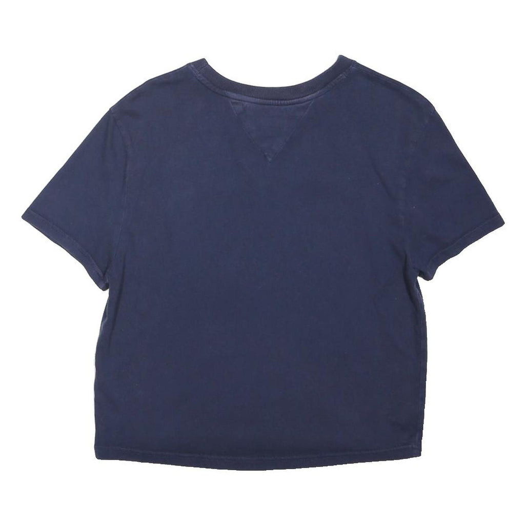 TOMMY JEANS Womens Navy Blue Graphic T-Shirt S Short Sleeve Crew Neck Logo