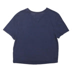 TOMMY JEANS Womens Navy Blue Graphic T-Shirt S Short Sleeve Crew Neck Logo