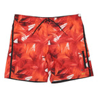 NIKE Mens Red Orange Abstract Print Casual Shorts XL W42 Drawstring Zip Pocket