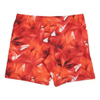 NIKE Mens Red Orange Abstract Print Casual Shorts XL W42 Drawstring Zip Pocket