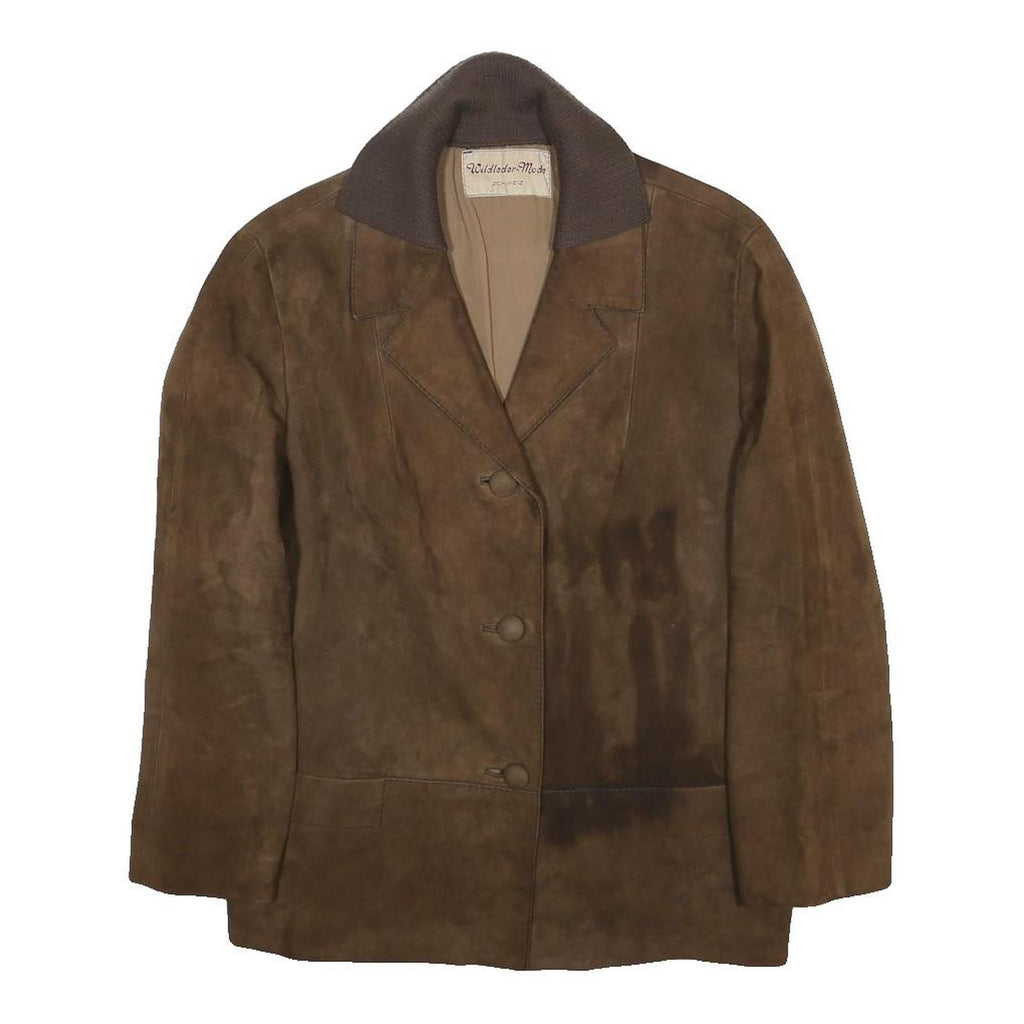 WILDLEDER MODE Womens Brown Suede Button Jacket M Casual Outerwear Retro