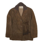WILDLEDER MODE Womens Brown Suede Button Jacket M Casual Outerwear Retro