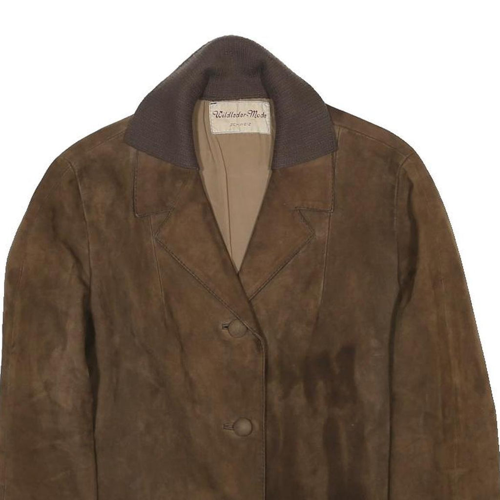 WILDLEDER MODE Womens Brown Suede Button Jacket M Casual Outerwear Retro