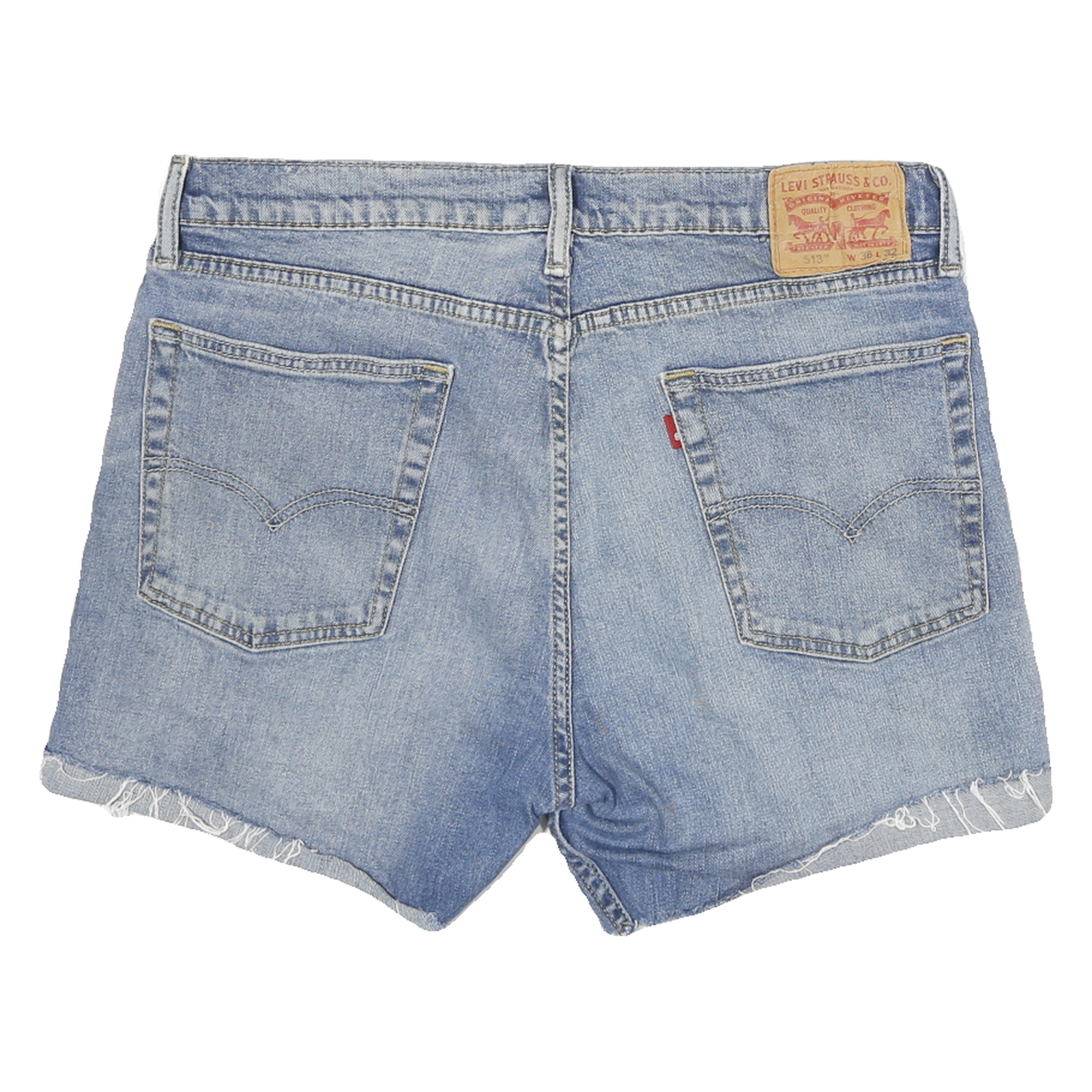 LEVI'S Womens Denim Blue Casual Cut-Off XL W34 Frayed Hem Shorts