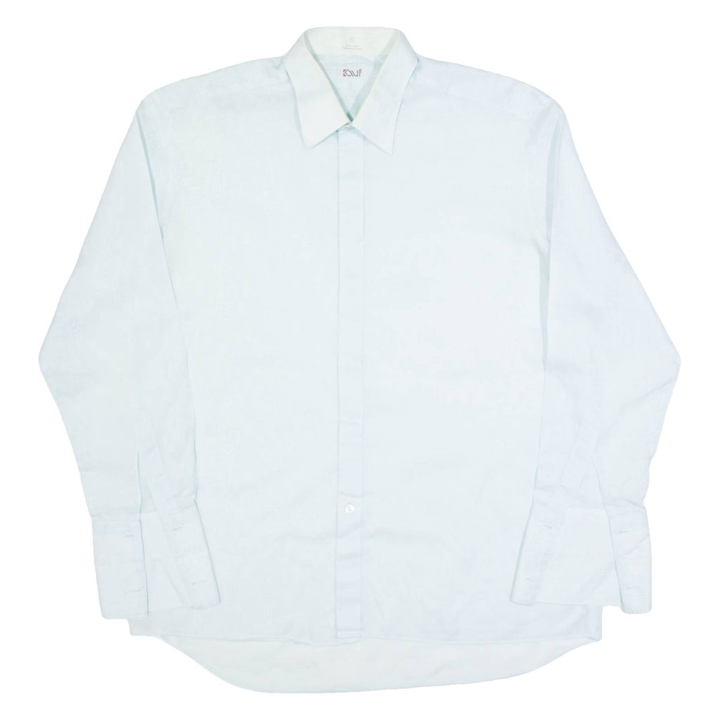 KAUF Mens Formal Shirt Blue 90s Crazy Pattern Long Sleeve L
