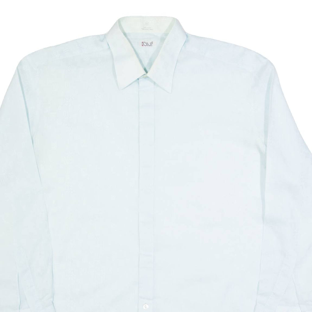 KAUF Mens Formal Shirt Blue 90s Crazy Pattern Long Sleeve L