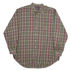 NAUTICA Mens Green & Red Checked Shirt XL Cotton Blend Button Down Casual