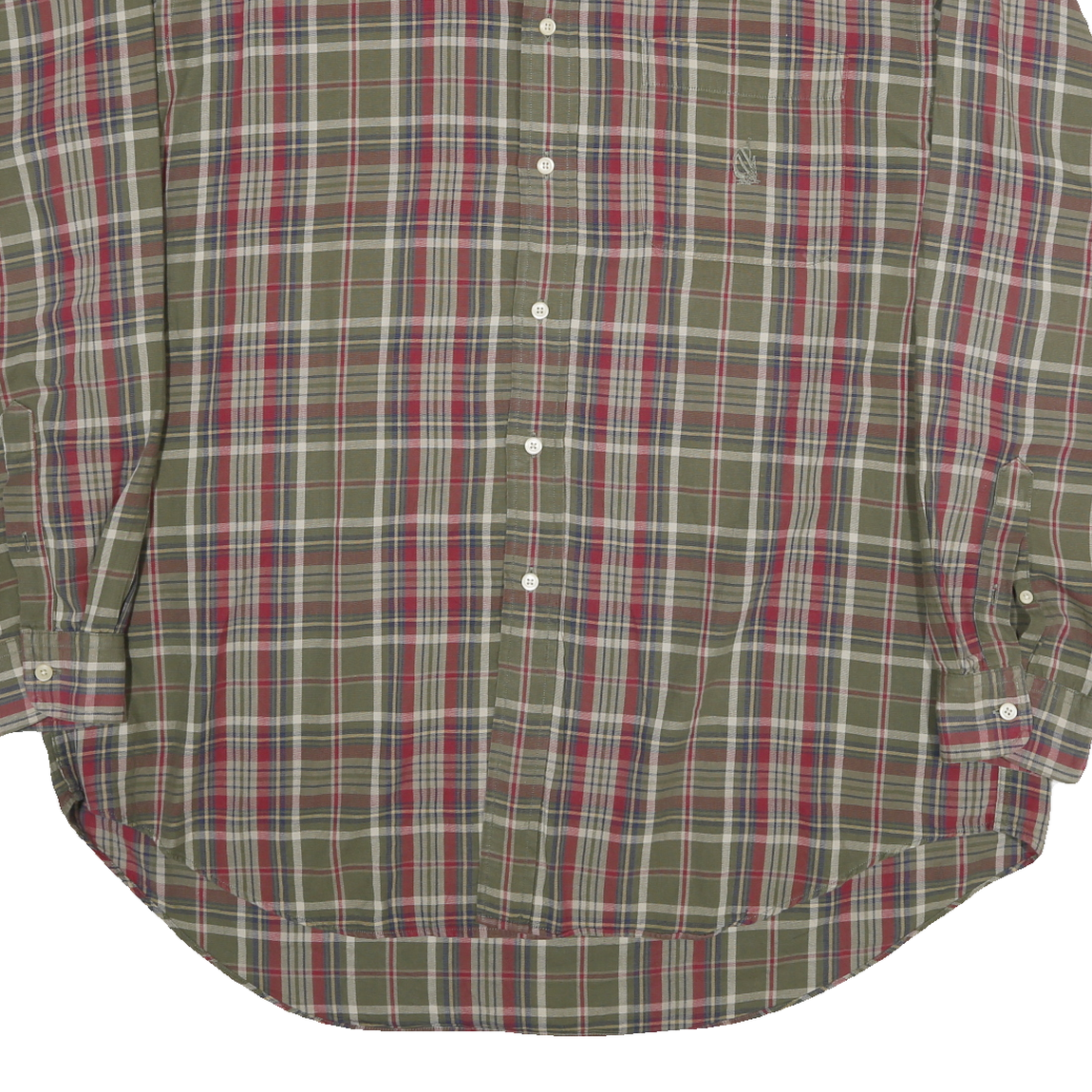 NAUTICA Mens Green & Red Checked Shirt XL Cotton Blend Button Down Casual