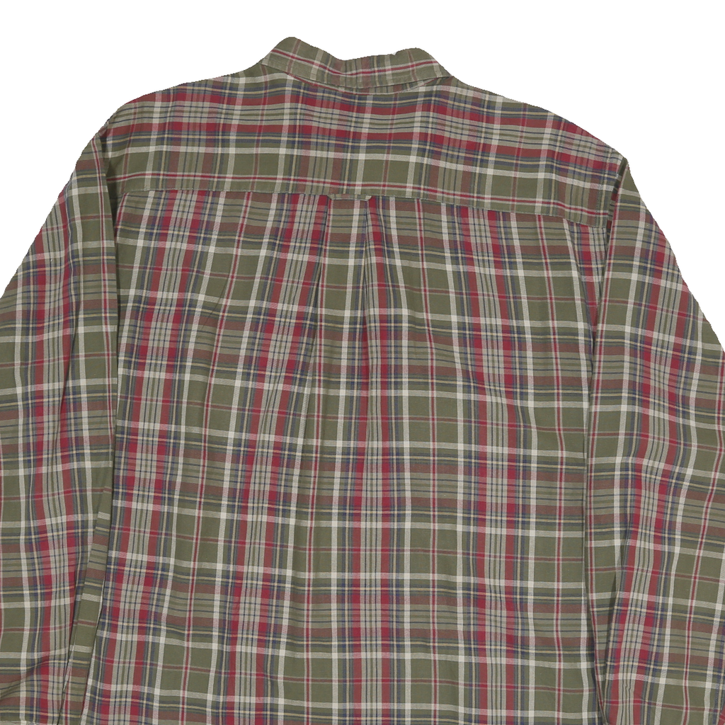 NAUTICA Mens Green & Red Checked Shirt XL Cotton Blend Button Down Casual