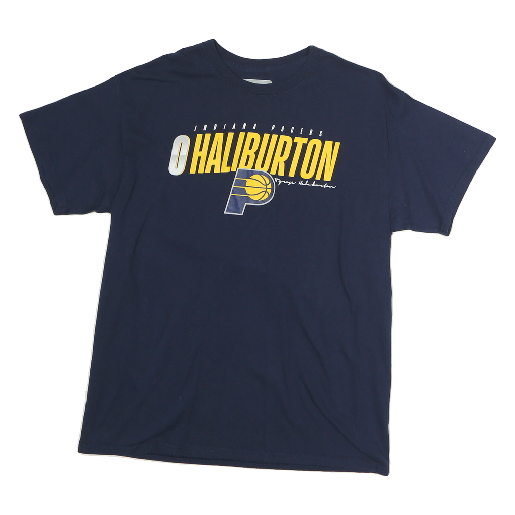 NBA Mens Blue Indiana Pacers Haliburton Graphic T-Shirt L Short Sleeve Crew Neck