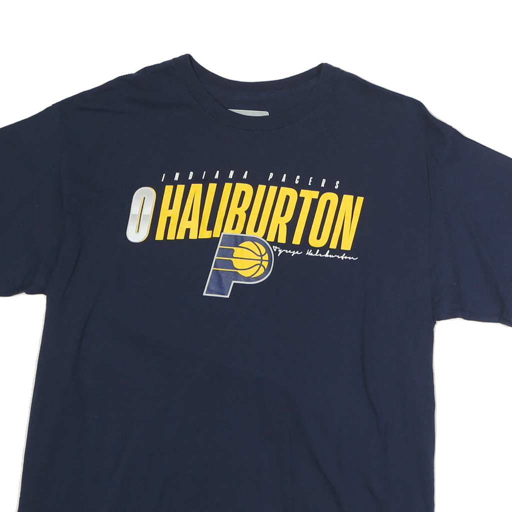 NBA Mens Blue Indiana Pacers Haliburton Graphic T-Shirt L Short Sleeve Crew Neck