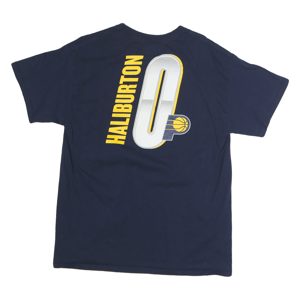 NBA Mens Blue Indiana Pacers Haliburton Graphic T-Shirt L Short Sleeve Crew Neck