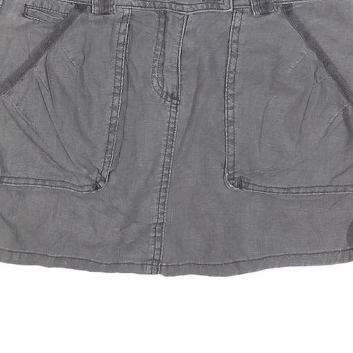 WAREHOUSE Womens Grey Cotton Blend Mini Skirt Casual Button Pocket Detail Size S