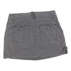 WAREHOUSE Womens Grey Cotton Blend Mini Skirt Casual Button Pocket Detail Size S