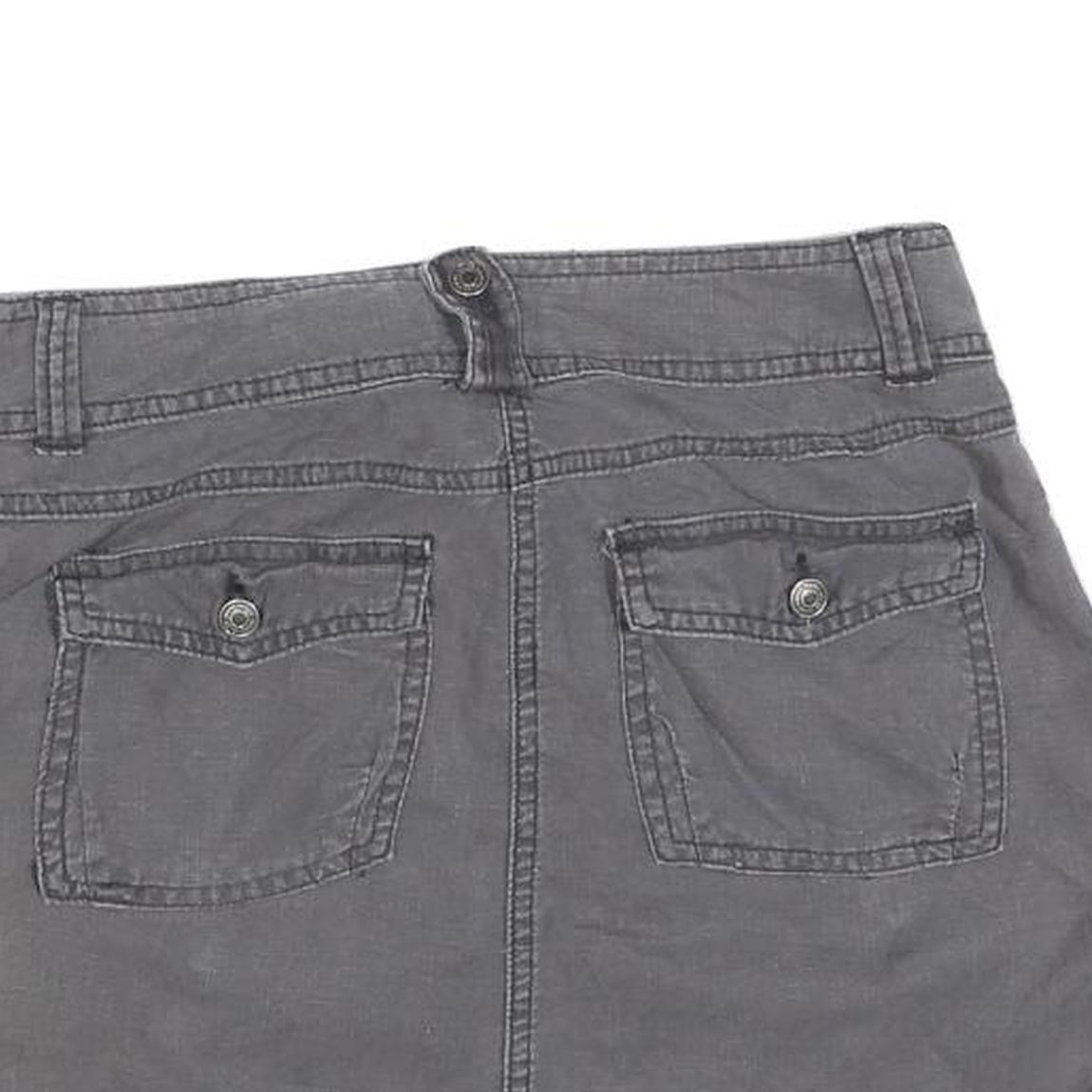 WAREHOUSE Womens Grey Cotton Blend Mini Skirt Casual Button Pocket Detail Size S