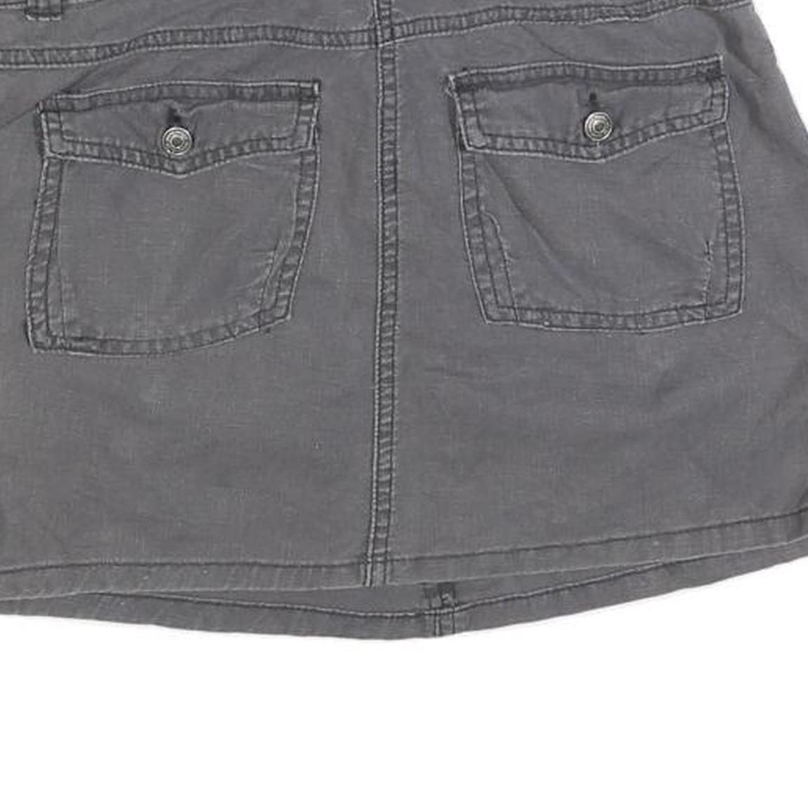 WAREHOUSE Womens Grey Cotton Blend Mini Skirt Casual Button Pocket Detail Size S