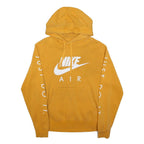 NIKE Womens Yellow Cotton Blend Pullover Hoodie S Just Do It Logo