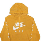NIKE Womens Yellow Cotton Blend Pullover Hoodie S Just Do It Logo