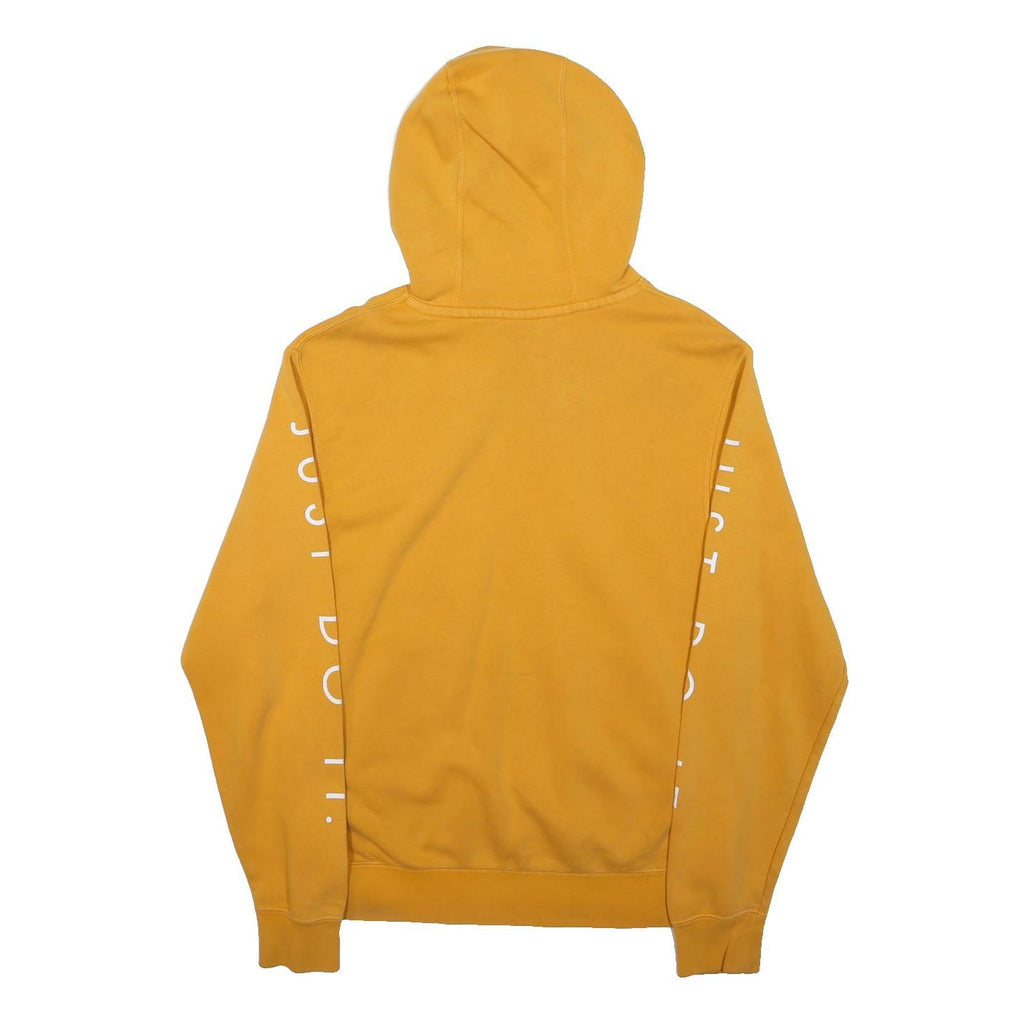 NIKE Womens Yellow Cotton Blend Pullover Hoodie S Just Do It Logo
