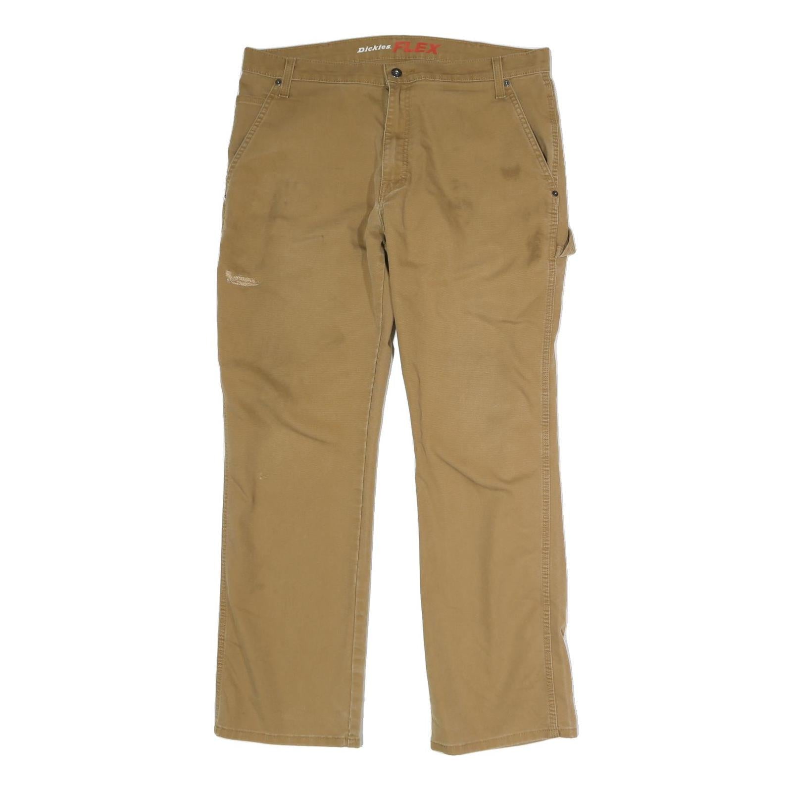 DICKIES Mens Regular Fit Beige Cotton Jeans W38 L31 Workwear Button Closure