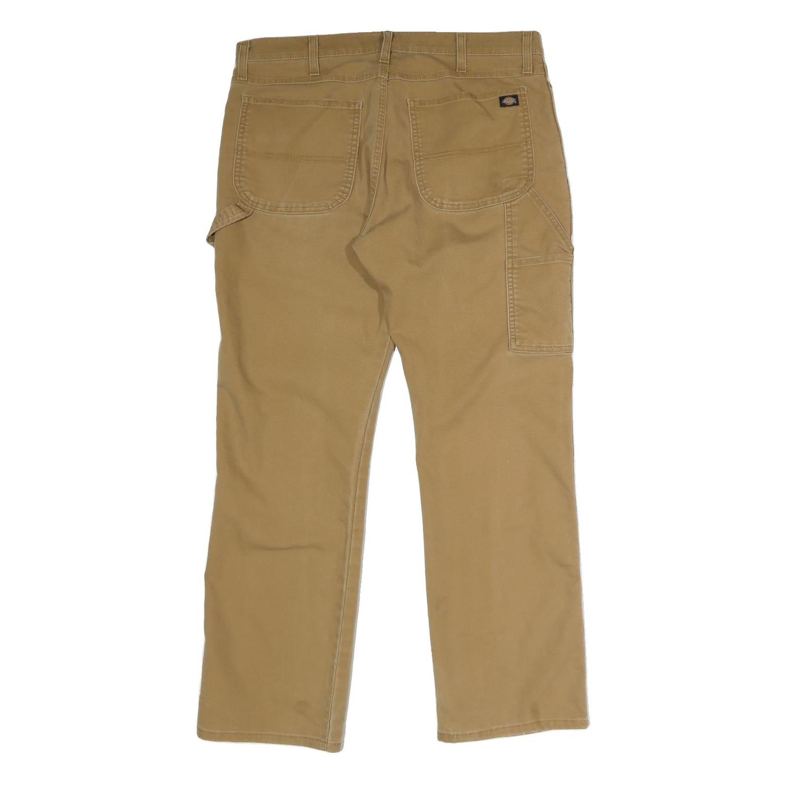 DICKIES Mens Regular Fit Beige Cotton Jeans W38 L31 Workwear Button Closure