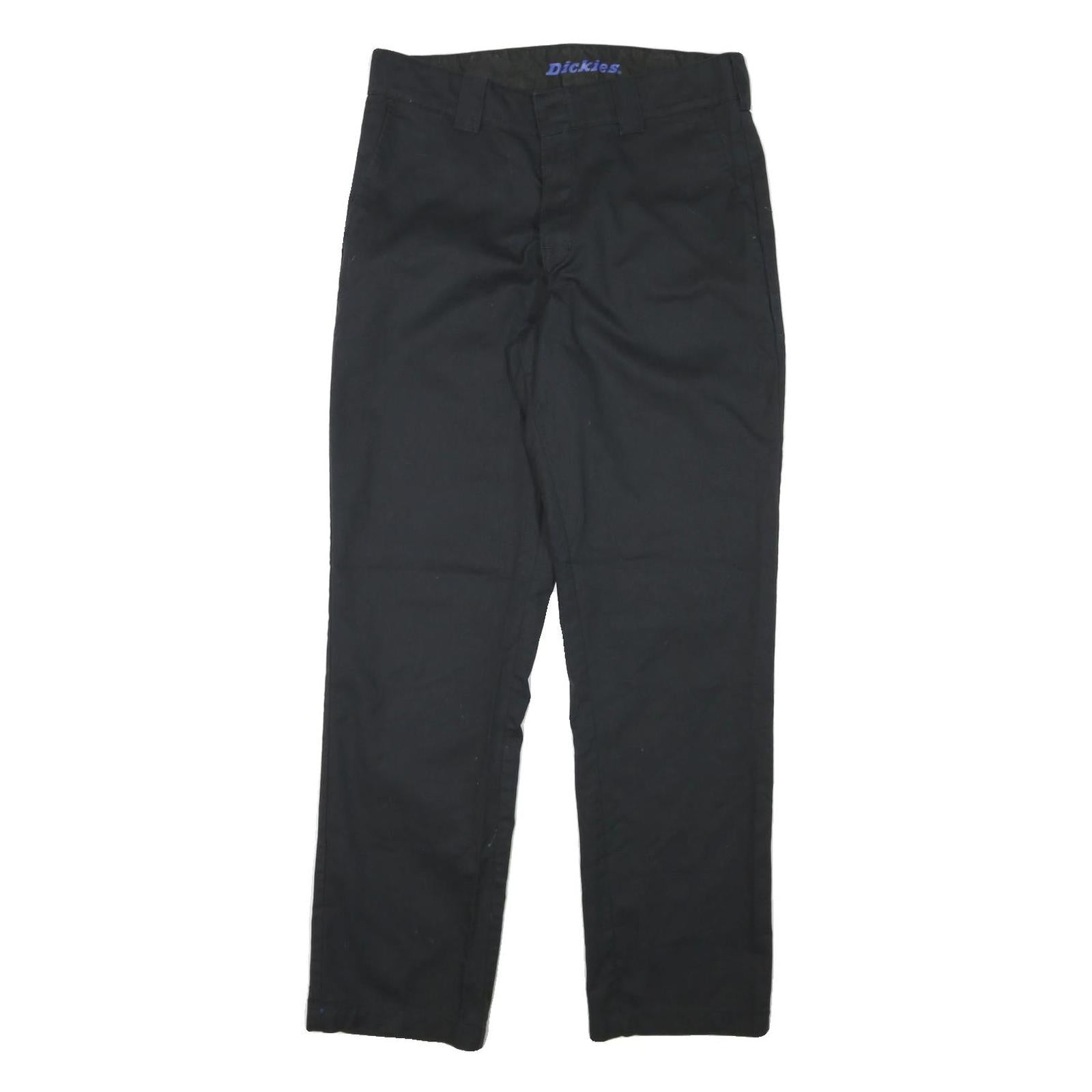 DICKIES Mens Regular Fit Black Trousers W31 L31 Cotton Blend Zip Closure