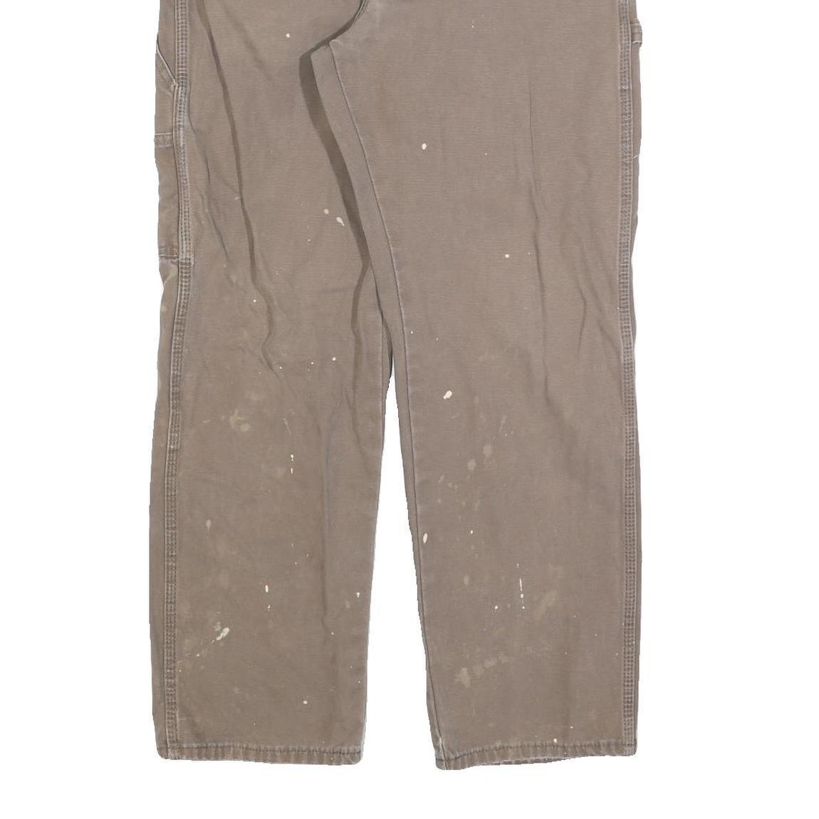 DICKIES Mens Jeans Brown Cotton Blend Regular Straight Zip W32 L30 Workwear